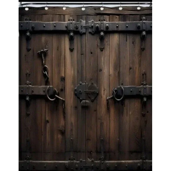 Wooden Door-4pcs (Shower Curtain/Bath Rug/U-Shape Mat/Toilet Cover)-(New Cond.) - Picture 5 of 14